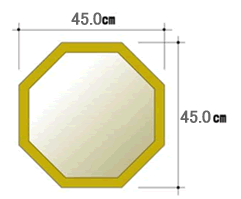 八角形ウォールミラー45cm　サイズ